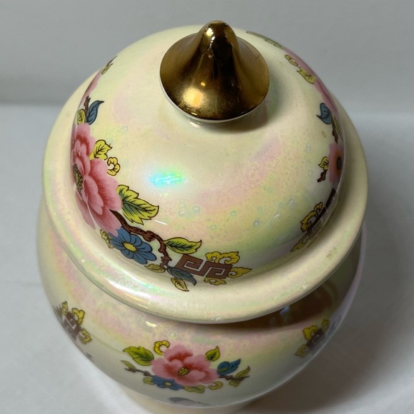 Sadler Vintage Ginger Jar England Luster Glaze Roses Flowers Console Jar 6.8" - Picture 2 of 7